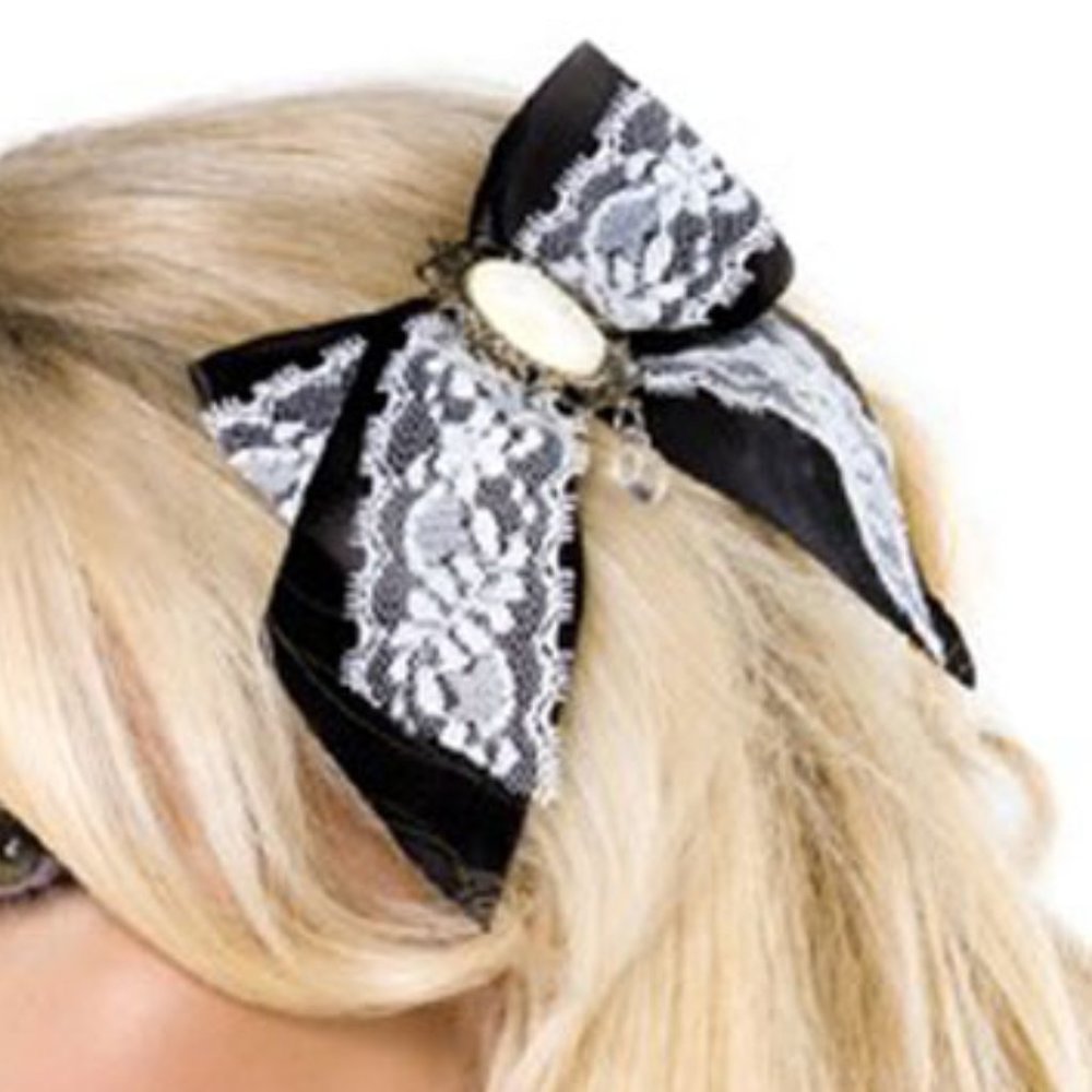 Leg Avenue French Maid  Victorian Cameo Choker & Hair Bows NWT NOS - Picture 3 of 5